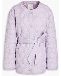 Sandro - Belted Quilted Shell Jacket - Lyst