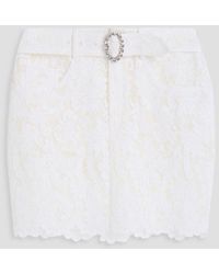 Alessandra Rich - Belted Cotton-blend Corded Lace Mini Skirt - Lyst