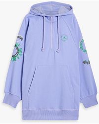 adidas By Stella McCartney - Printed French Cotton-terry Half-zip Hoodie - Lyst