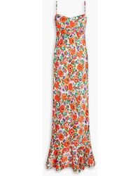 Saloni - Mimi-b Floral-print Silk-satin Maxi Dress - Lyst