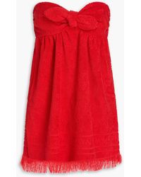 Zimmermann - Strapless Knotted Cotton-terry Jacquard Mini Dress - Lyst
