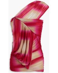 Rick Owens - Gerafftes oberteil aus jersey aus einer cupromischung mit print und asymmetrischer schulterpartie - Lyst