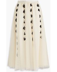 RED Valentino - Layered Embellished Point D'esprit And Tulle Midi Skirt - Lyst