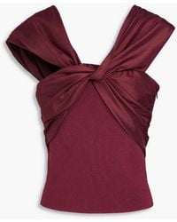Jonathan Simkhai - Celiana One-Shoulder Taffeta-Paneled Ribbed-Knit Top - Lyst