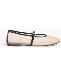 Stuart Weitzman - Mary-jane-ballerinas aus mesh mit lederbesatz - Lyst
