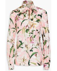 Dolce & Gabbana - Hemd aus seidensatin mit floralem print - Lyst