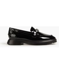 Stuart Weitzman - Crystal-embellished Patent-leather Loafers - Lyst