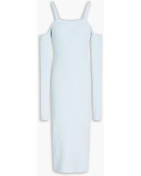 ROTATE BIRGER CHRISTENSEN - Helen Cold-shoulder Bouclé-knit Cotton-blend Midi Dress - Lyst