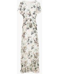Diane von Furstenberg - Carol Asymmetric Ruffled Floral-print Georgette Maxi Dress - Lyst