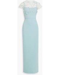 THEIA - Desirae Embellished Tulle-paneled Crepe Gown - Lyst