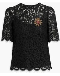 Dolce & Gabbana - Appliquéd Cotton-blend Corded Lace Top - Lyst