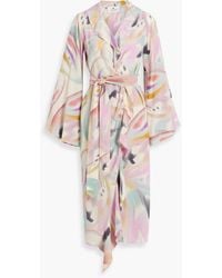 Etro - Ruffled Printed Silk-Crepe Midi Wrap Dress - Lyst