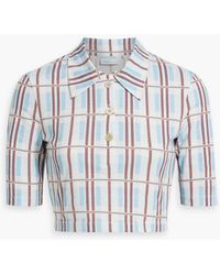 Rosetta Getty - Cropped Checked Cotton-blend Polo Shirt - Lyst