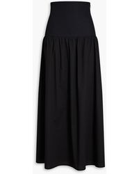 Anna Quan - Ribbed Jersey-paneled Stretch-cotton Poplin Maxi Dress - Lyst