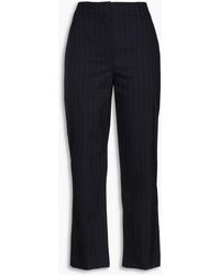 Brunello Cucinelli - Cropped Embellished Pinstriped Wool-blend Straight-leg Pants - Lyst