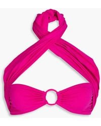 Leslie Amon - Toghzan neckholder-bikini-oberteil aus stretch-material mit raffungen und cut-out - Lyst