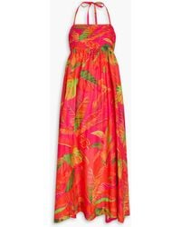 FARM Rio - Neckholder-maxikleid aus baumwolle mit print und biesen - Lyst