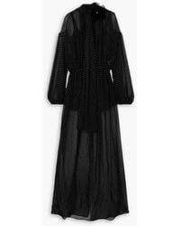 Dolce & Gabbana - Embellished Pussy-Bow Polka-Dot Silk-Chiffon Maxi Dress - Lyst