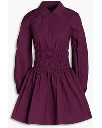 Maje - Rainor Shirred Stretch-cotton Poplin Mini Shirt Dress - Lyst