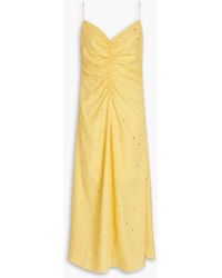 Sandro - Midikleid aus crêpe mit kristallverzierung und raffungen - Lyst