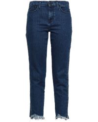 7 For All Mankind 7 For All Kind Cropped Mid-rise Slim-leg Jeans Dark Denim - Blue