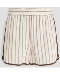 Brunello Cucinelli - Bead-Embellished Striped Twill Shorts - Lyst