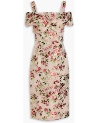 Dolce & Gabbana - Kleid aus floralem jacquard mit metallic-effekt und cut-outs - Lyst