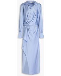 Jonathan Simkhai - Talita Draped Wrap-Effect Satin Midi Dress - Lyst