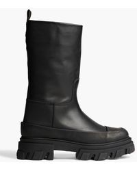 Ganni - Tubular Rubber-trimmed Leather Boots - Lyst