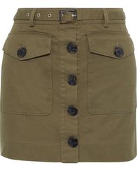 Rebecca Minkoff Levy Belted Cotton-twill Mini Skirt Army Green