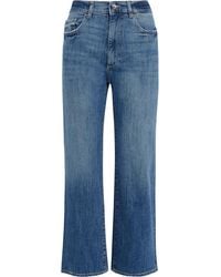 DL1961 Hepburn Cropped Distressed High-rise Wide-leg Jeans - Blue