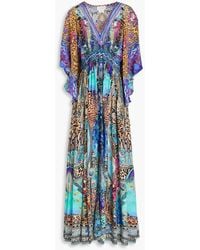 Camilla - Crystal-embellished Printed Silk Crepe De Chine Maxi Dress - Lyst