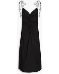 Sandro - Crystal-embellished Ruched Crepe Midi Dress - Lyst
