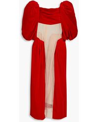 Simone Rocha - Tulle-paneled Cotton-velvet Midi Dress - Lyst