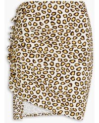 Rabanne - Ruched Leopard-print Jersey Mini Skirt - Lyst