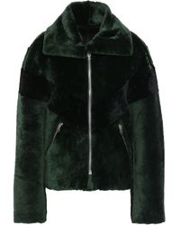 Sandro Shearling Jacket Dark Green