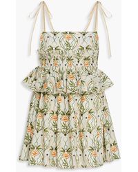 Agua Bendita - Salvador minikleid aus baumwolle mit floralem print und rüschen - Lyst