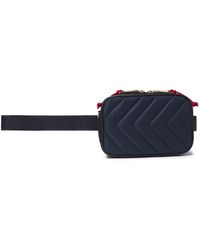 Sandro Convertible Quilted Leather Belt Bag Midnight Blue