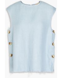Loulou Studio - Frayed Button-embellished Linen-blend Twill Top - Lyst