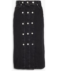 Sandro - Button-embellished Denim Midi Skirt - Lyst