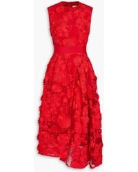 Huishan Zhang - Aster Floral-Appliquéd Tulle Midi Dress - Lyst
