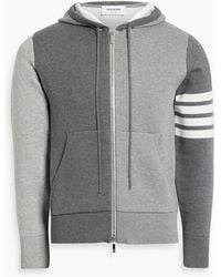 Thom Browne - Intarsia Cotton-Blend Zip-Up Hoodie - Lyst