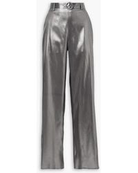LAPOINTE - Belted Silk-lamé Wide-leg Pants - Lyst
