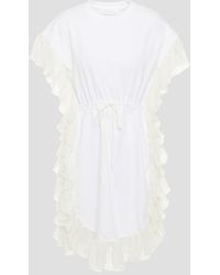 See By Chloé - Gathered Chiffon-trimmed Cotton-jersey Mini Dress - Lyst