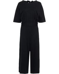 NINETY PERCENT Cropped Cutout Cotton-jersey Jumpsuit - Black