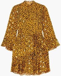 Saloni - Venyx Marisa Leopard-print Fil Coupé Silk-blend Chiffon Mini Dress - Lyst