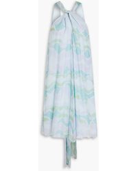 Emporio Armani - Printed Silk-chiffon Halterneck Mini Dress - Lyst