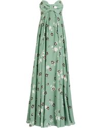 Valentino Garavani - Strapless Bow-detailed Floral-print Silk Crepe De Chine Gown - Lyst