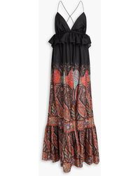 Zimmermann - Ruffled Paisley-Print Silk Maxi Dress - Lyst
