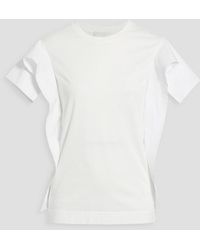 3.1 Phillip Lim Ruffled Poplin-paneled Cotton-jersey Top - White